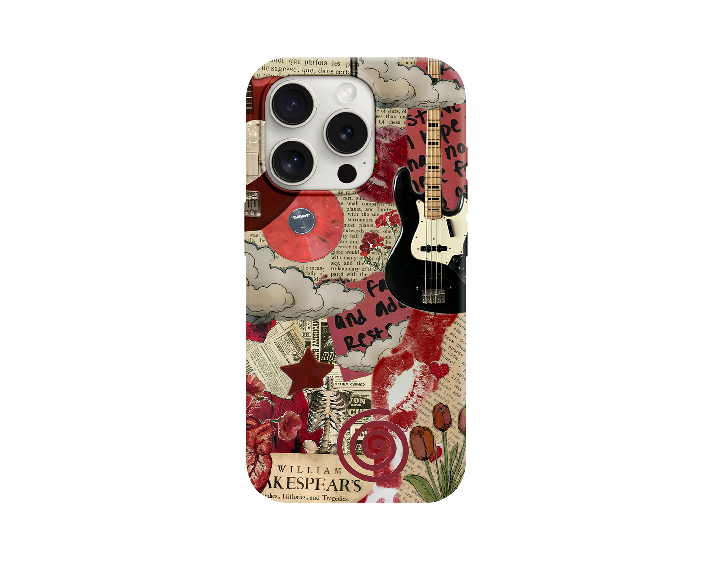 Gitar & Plak Kolaj Temalı Telefon Kılıfı