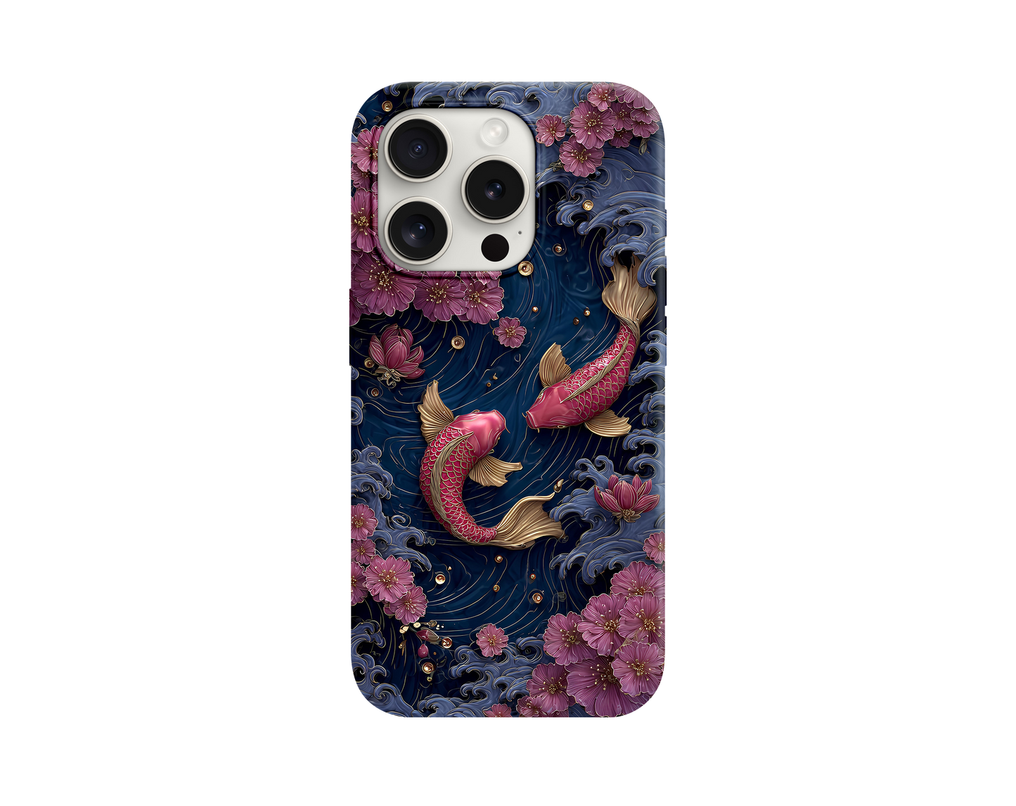 Lüks Koi Balığı Desenli Telefon Kılıfı