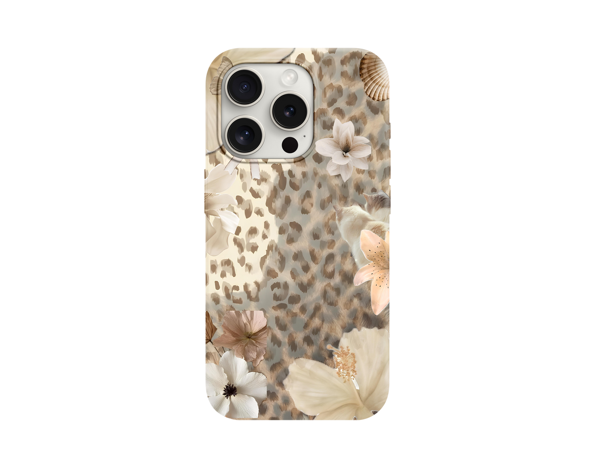 White Flower Leopar Telefon Kılıfı