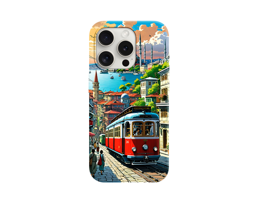 Kırmızı Tramvay Tasarımlı Telefon Kılıfı