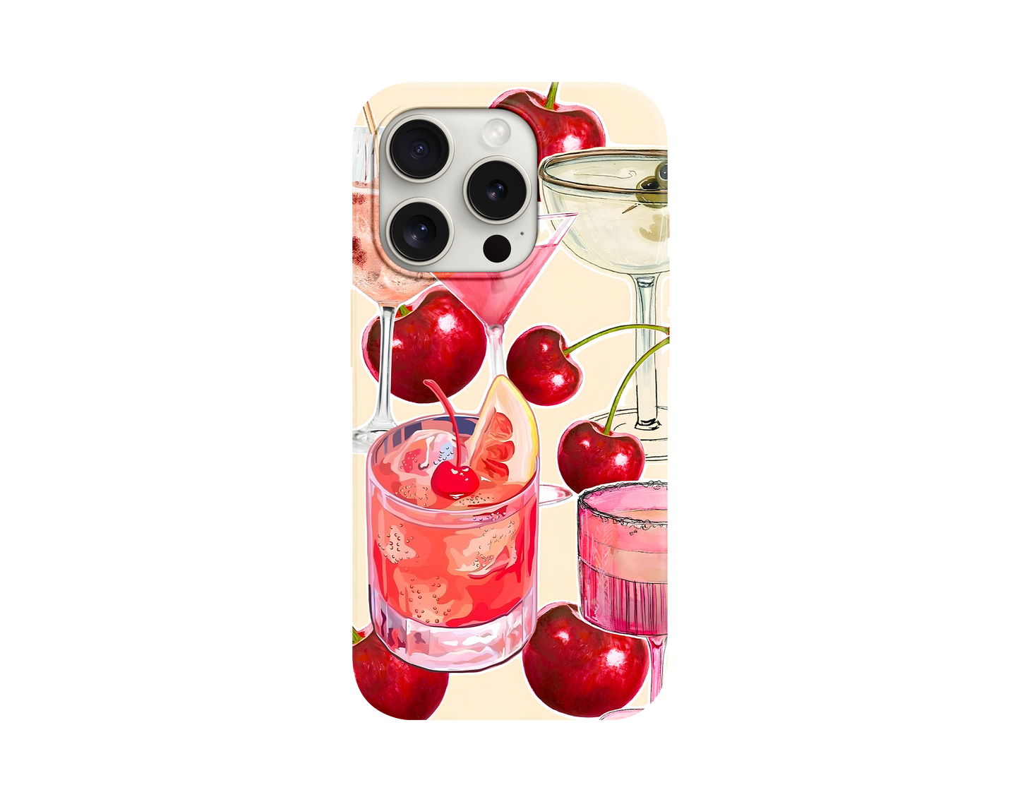 Cherry Luxe Cocktail Tasarımlı Telefon Kılıfı