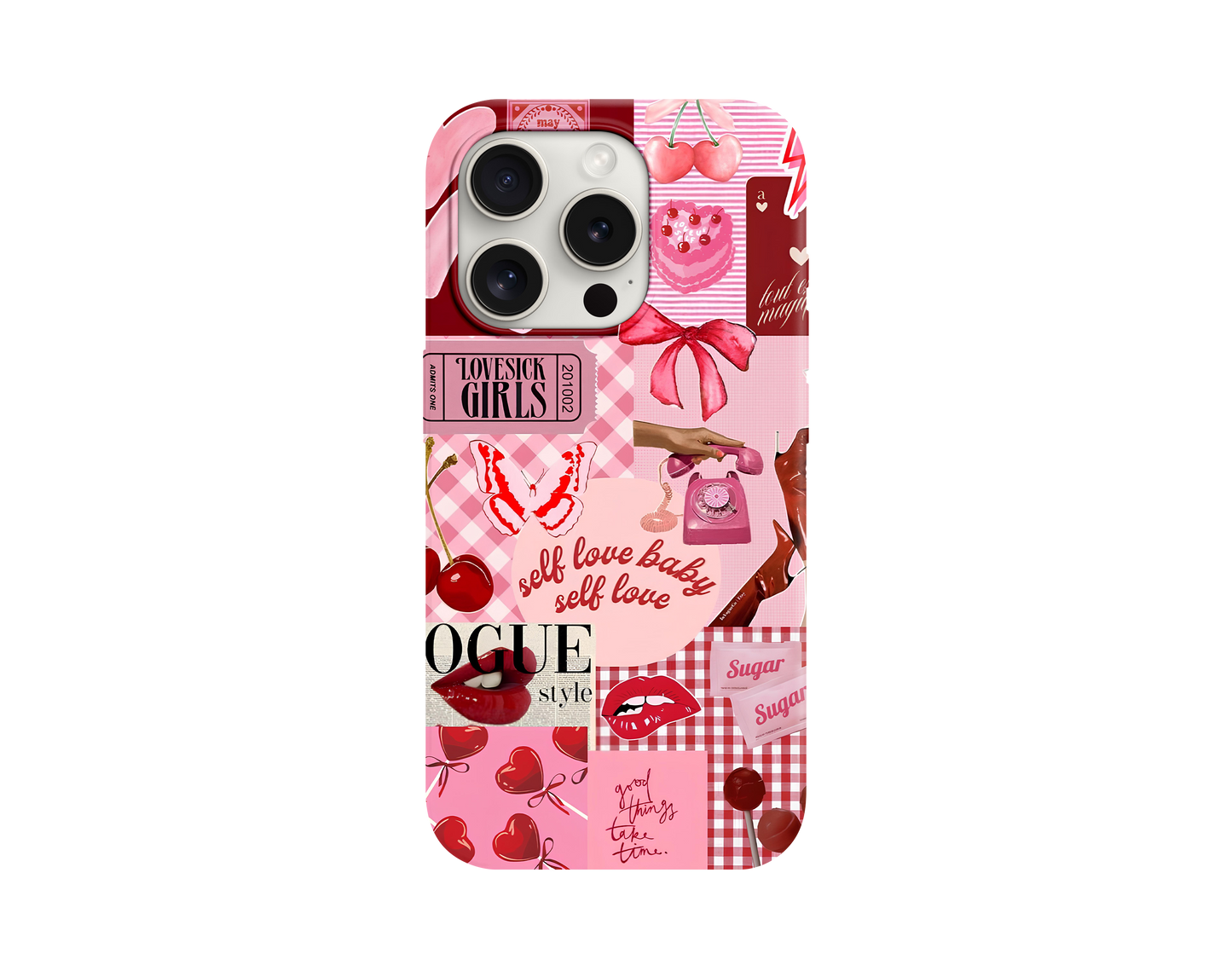 Pink Aesthetic Collage Tasarımlı Telefon Kılıfı