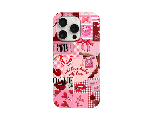 Pink Aesthetic Collage Tasarımlı Telefon Kılıfı