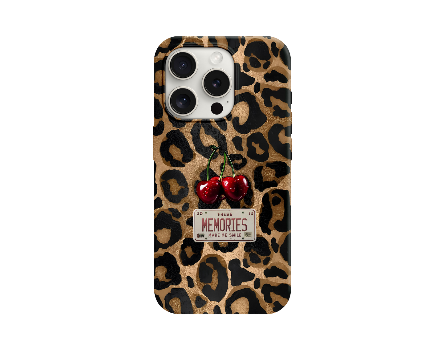 Cherry Luxe Leopar Tasarımlı Telefon Kılıfı