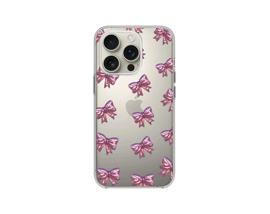 Pembe Fiyonk Desenli Şeffaf Telefon Kılıfı