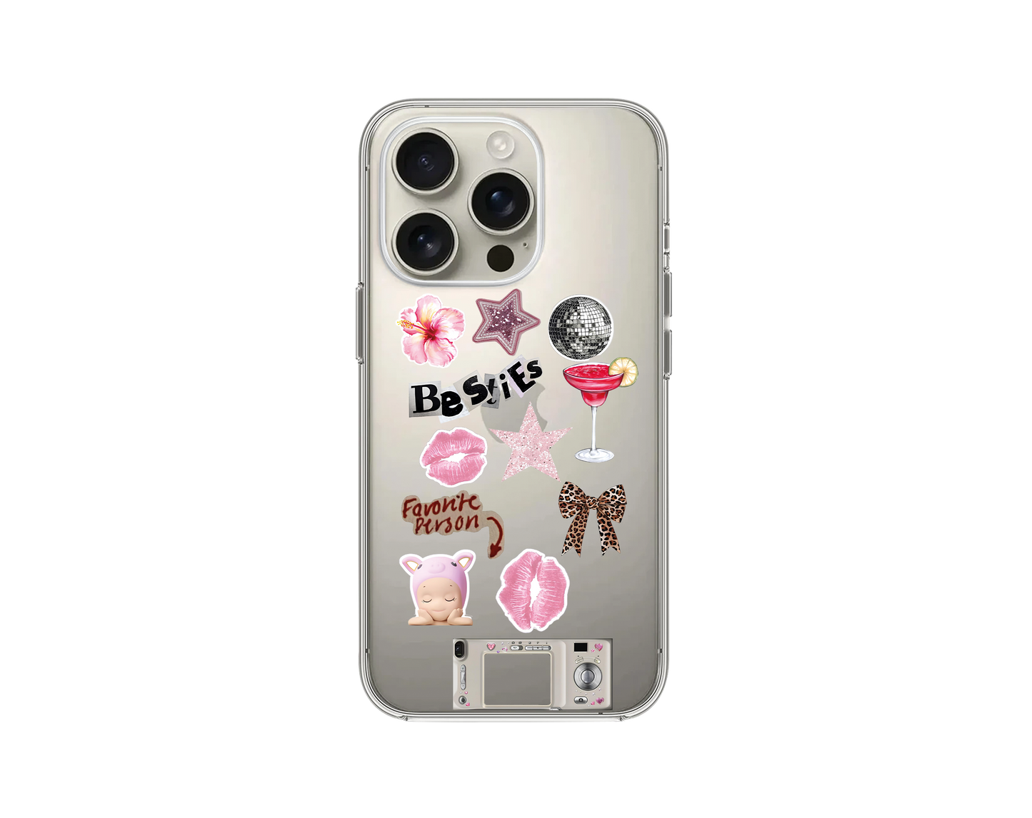 Girly Glam Sticker Şeffaf Telefon Kılıfı