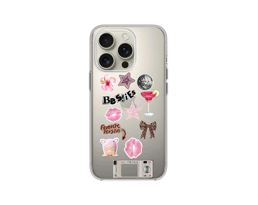 Girly Glam Sticker Şeffaf Telefon Kılıfı