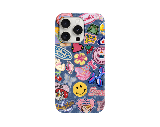 Pastel Sticker Kolaj Görünümlü Telefon Kılıfı