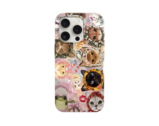Vintage Kitty Mix Tasarımlı Telefon Kılıfı