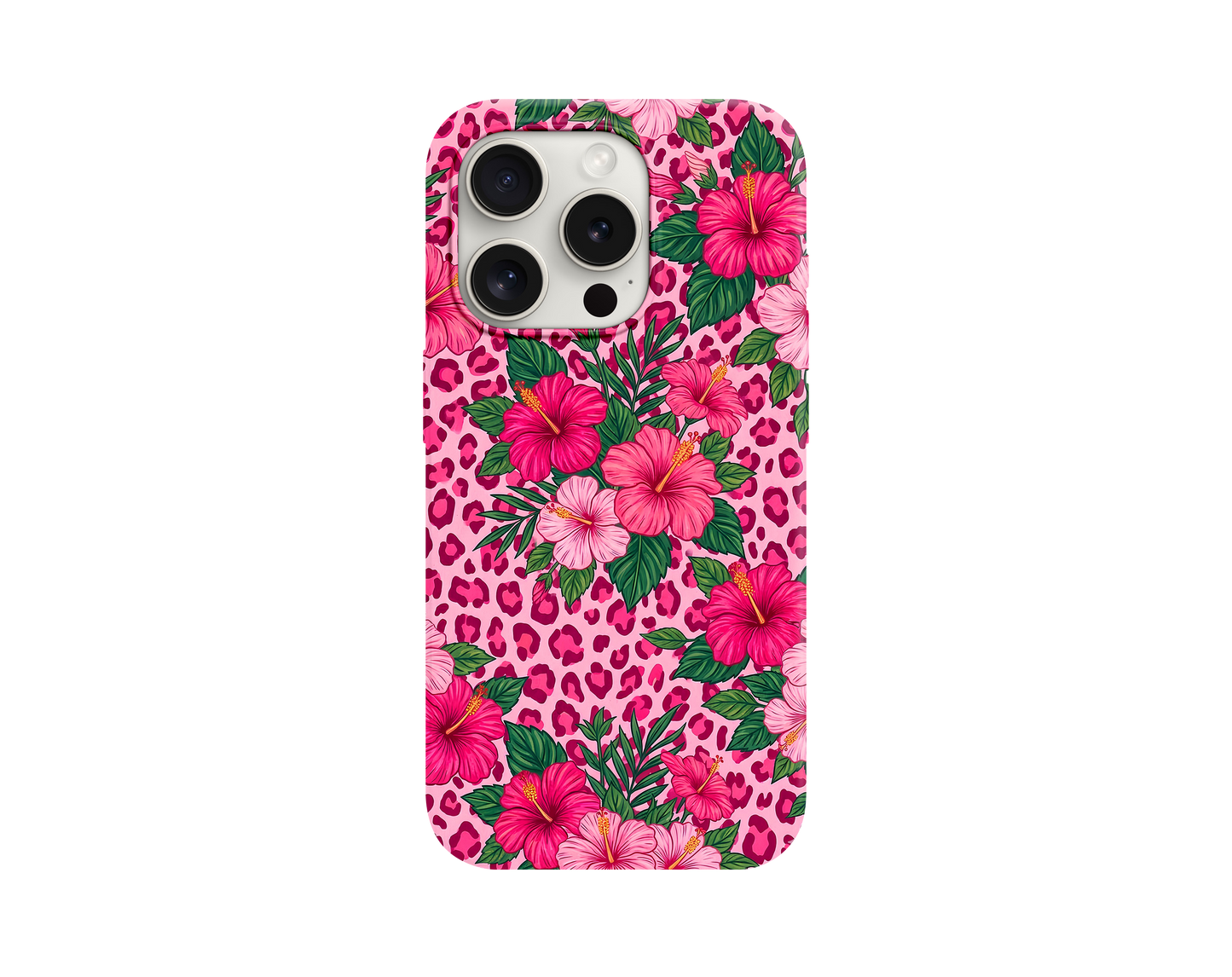 Pembe Leopar Flowers Telefon Kılıfı