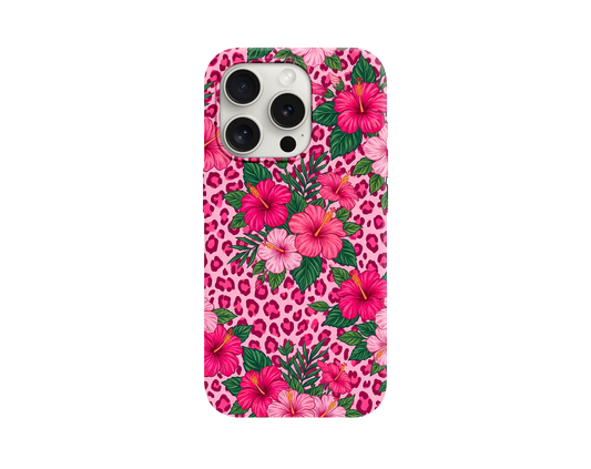 Pembe Leopar Flowers Telefon Kılıfı