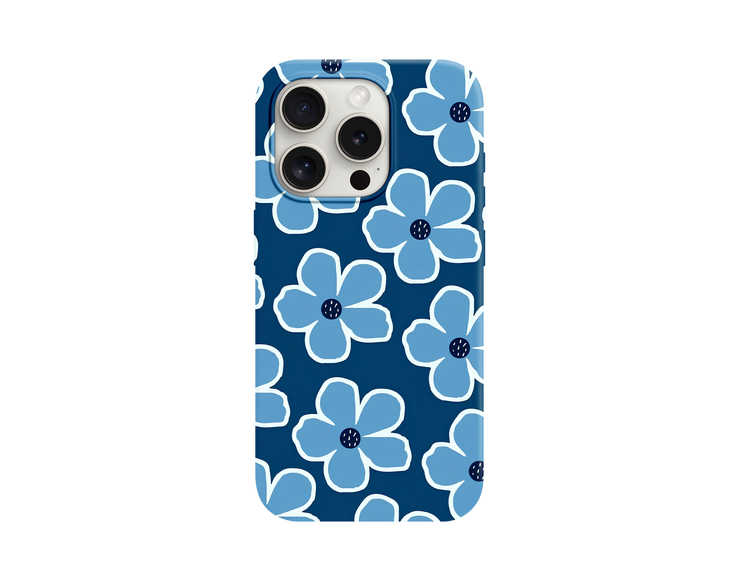Mavi Çiçek Temalı Telefon Kılıfı