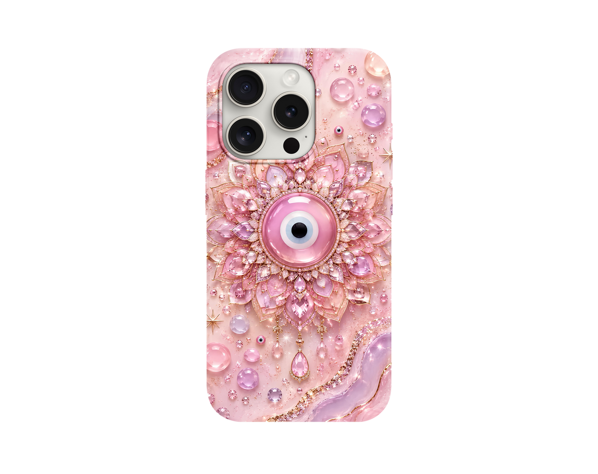 Pembe Nazar Boncuklu Telefon Kılıfı