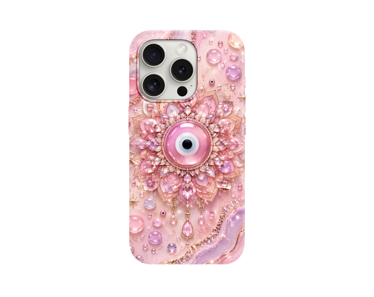 Pembe Nazar Boncuklu Telefon Kılıfı